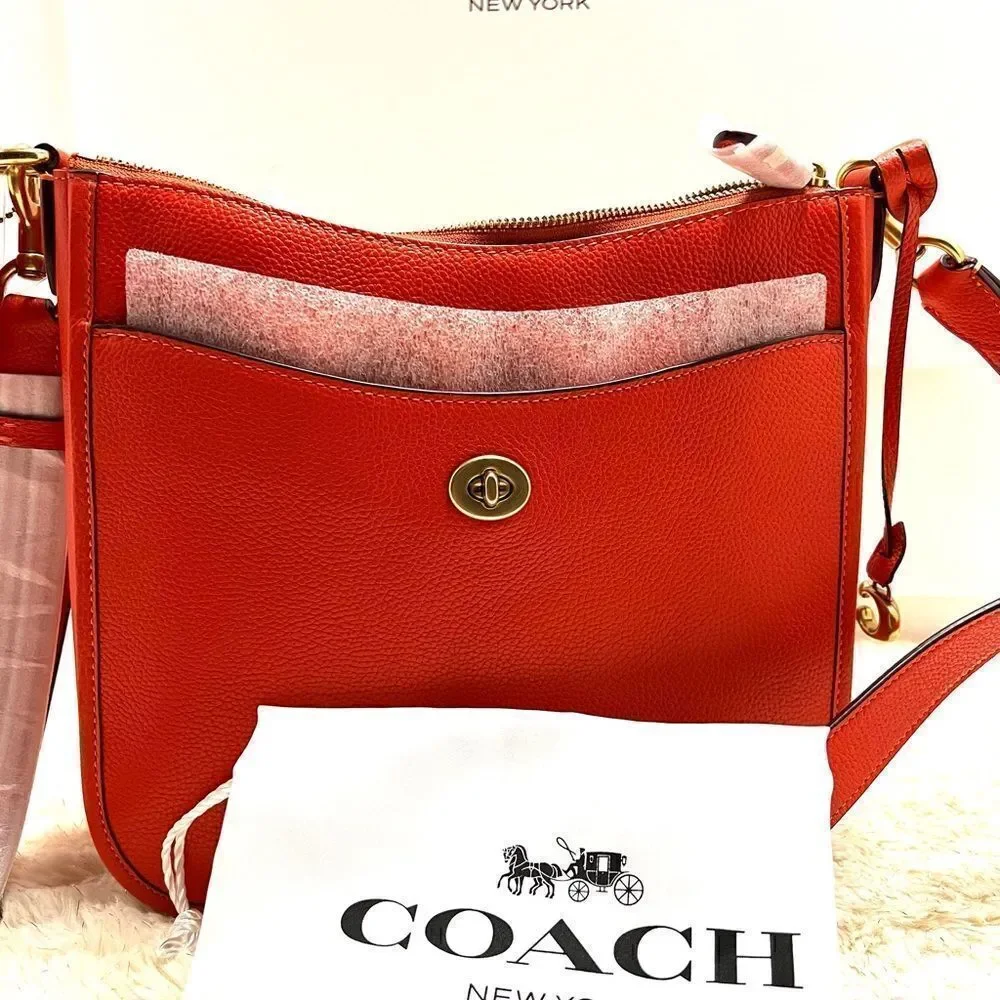 🔥🎁NWT! Coach C8483 Chaise Crossbody Polished pebble leather Msrp:$295.00